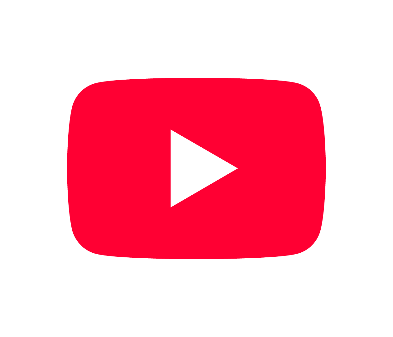 Punainen YouTube-logo, jonka keskellä on valkoinen toistopainike valkoisella pohjalla.